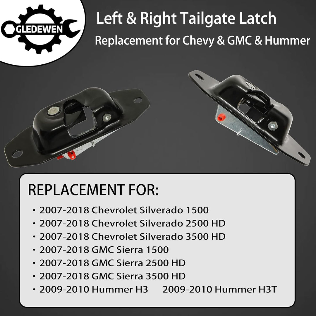 Tailgate Latch Kit, Compatible with 2007 - 2018 Chevy Silverado & GMC Sierra 1500 2500 3500 HD, Rear Left Driver & Right Passenger Liftgate Key Latch, with Tail Gate Striker Bolts - Just Closeouts Canada Inc.