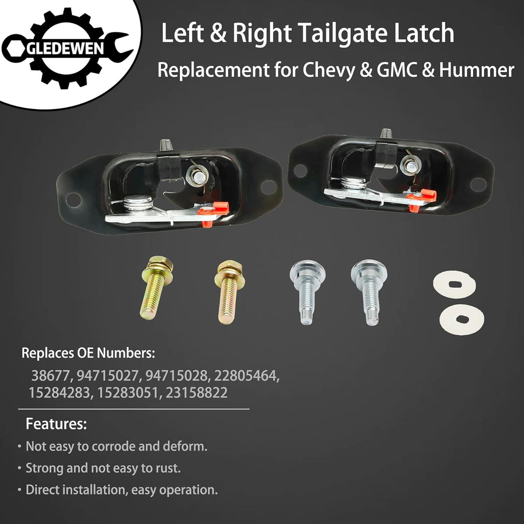 Tailgate Latch Kit, Compatible with 2007 - 2018 Chevy Silverado & GMC Sierra 1500 2500 3500 HD, Rear Left Driver & Right Passenger Liftgate Key Latch, with Tail Gate Striker Bolts - Just Closeouts Canada Inc.