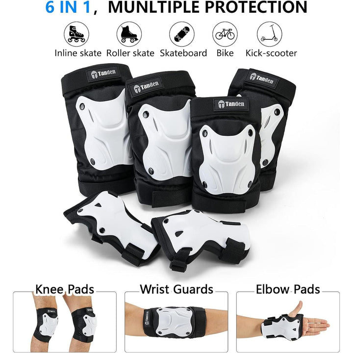 Tanden Skating Protective Gear Elbow and Knee Pads Adult, Knee Pads for Men Women Elbow Pads Wrist Guards for Roller Skating Cycling Skateboarding White - Just Closeouts Canada Inc.