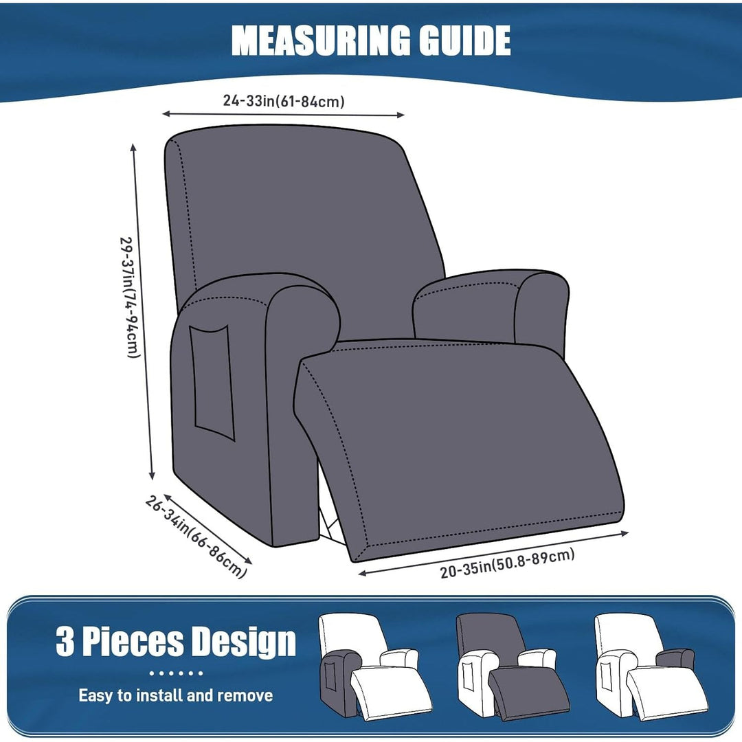 TAOCOCO Recliner Chair Covers Furniture Protector Stretch Polyester Fabric 3 - Piece for Most Sizes of Recliners, Soft, Breathable and Skin - Friendly (Milk White) - Just Closeouts Canada Inc.
