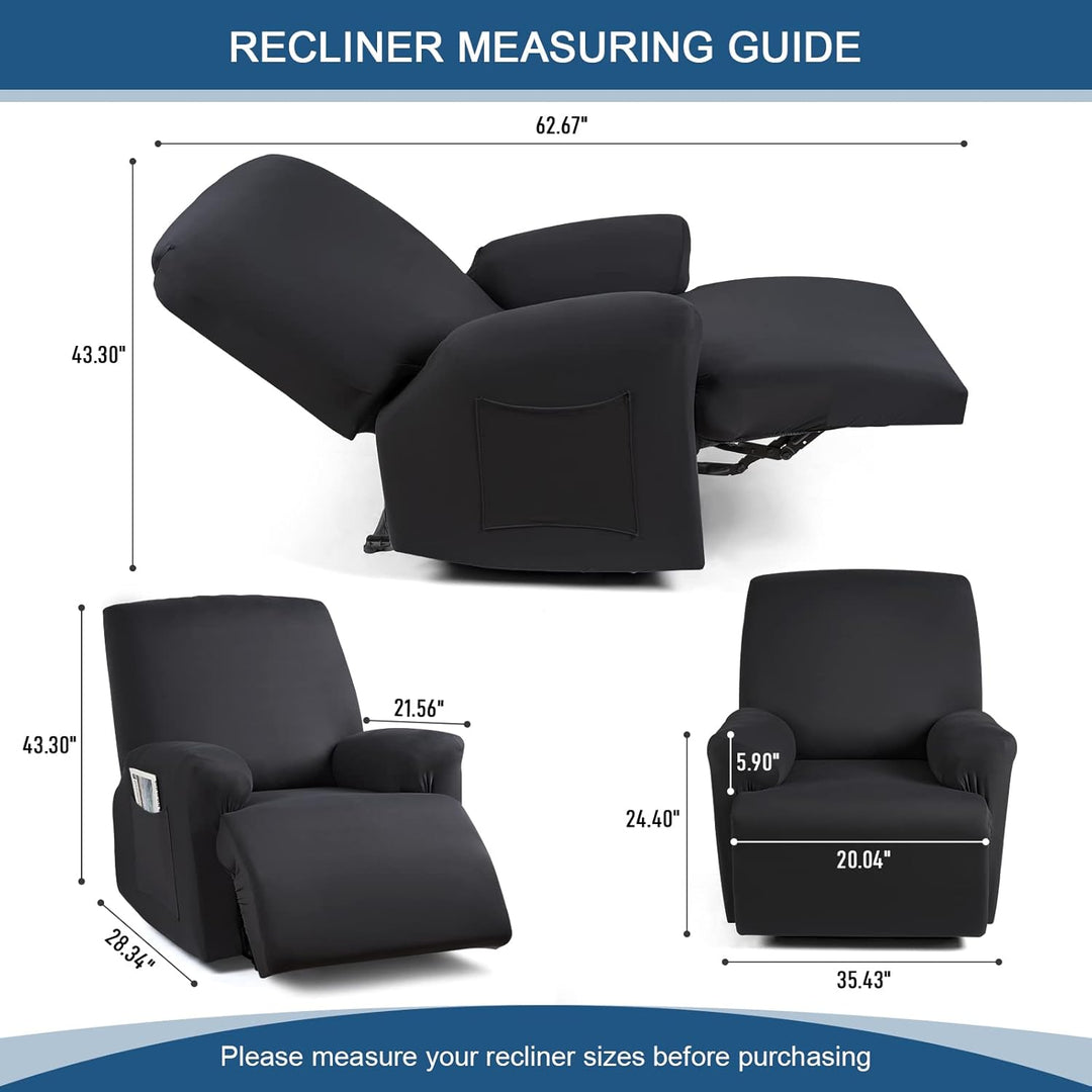 TAOCOCO Recliner Chair Covers Stretch Recliner Covers for Recliner Chair with Arms, Soft Polyester Fabric Reclining Chair Cover 3 - Pieces Furniture Protector - Fits Most Recliner Sizes (Black) - Just Closeouts Canada Inc.