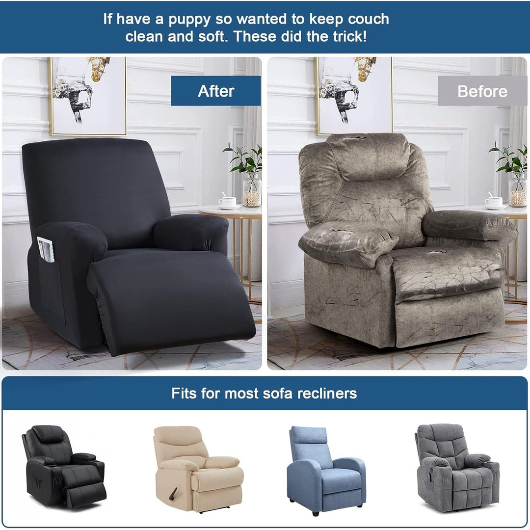 TAOCOCO Recliner Chair Covers Stretch Recliner Covers for Recliner Chair with Arms, Soft Polyester Fabric Reclining Chair Cover 3 - Pieces Furniture Protector - Fits Most Recliner Sizes (Black) - Just Closeouts Canada Inc.
