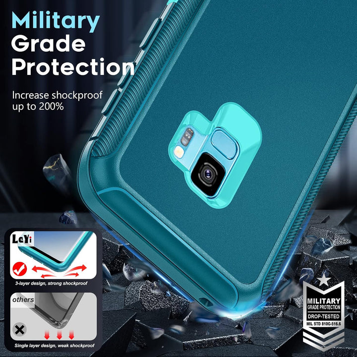 Teal Blue Three-Layer Protective Case for S9 - Just Closeouts Canada Inc.X0046B7CFB
