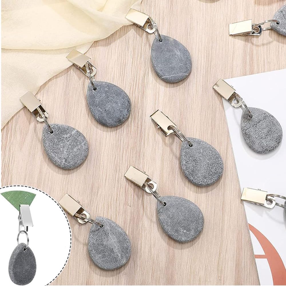 Teardrop Stone Tablecloth Weights with Clips – Grey, 8 Pack - Just Closeouts Canada Inc.