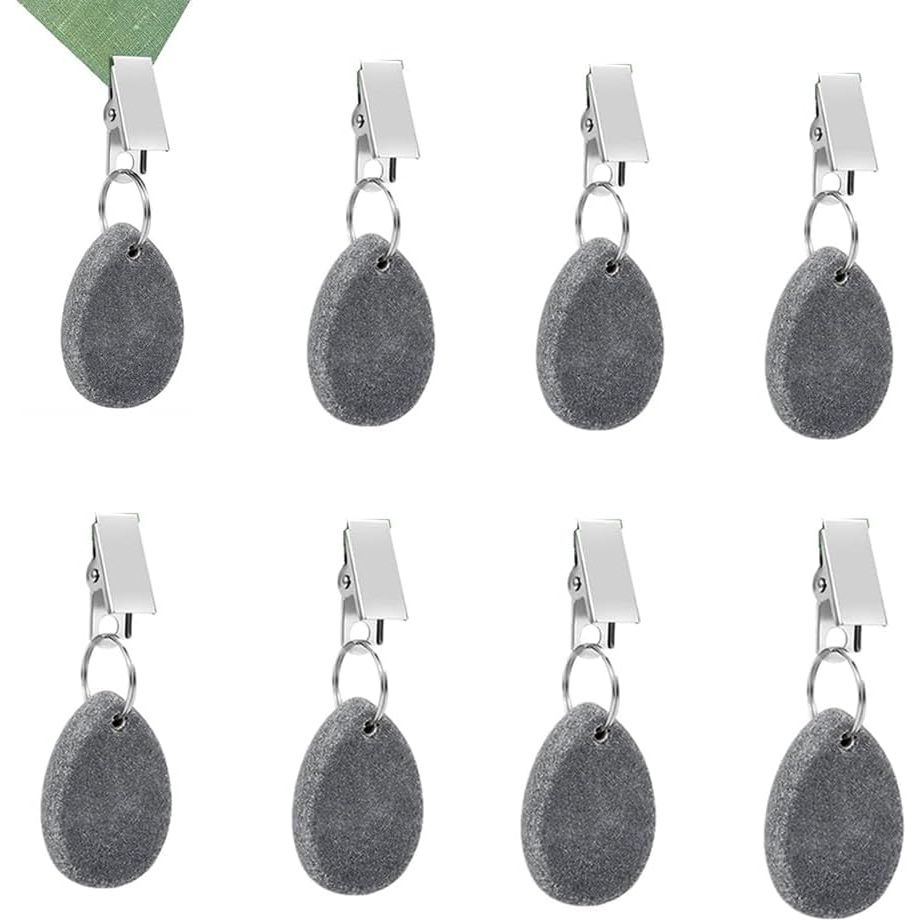 Teardrop Stone Tablecloth Weights with Clips – Grey, 8 Pack - Just Closeouts Canada Inc.