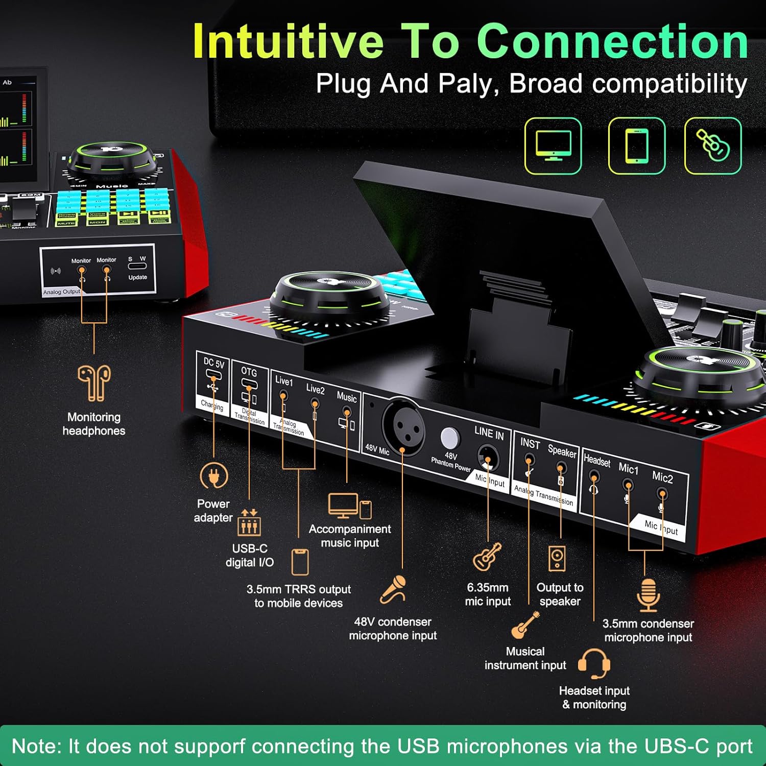 G10 Gaming Audio Mixer,Sound Board for Pc Professional Streaming