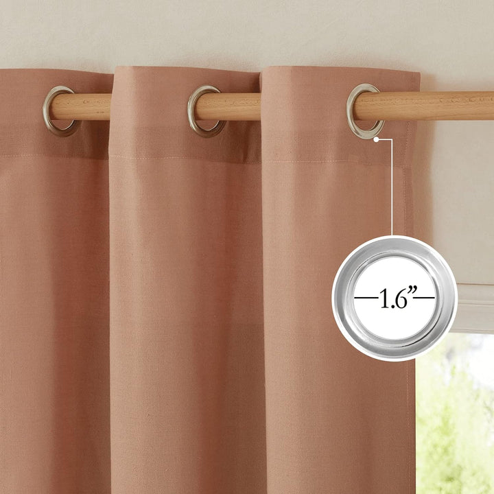 Terracotta Linen-Blend Semi-Sheer Grommet Curtains, 55 x 84 in, 2 Panels - Just Closeouts Canada Inc.