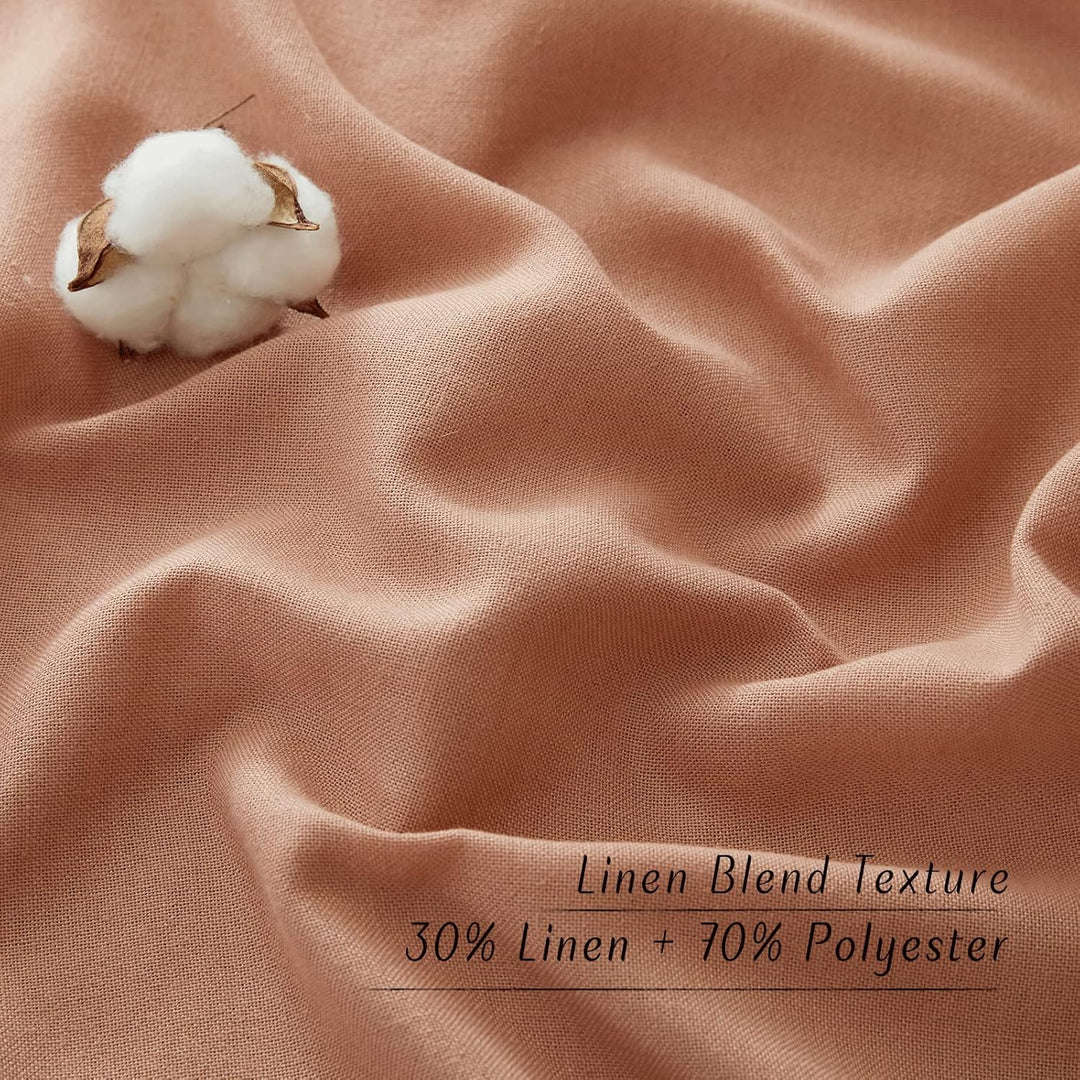 Terracotta Linen-Blend Semi-Sheer Grommet Curtains, 55 x 84 in, 2 Panels - Just Closeouts Canada Inc.