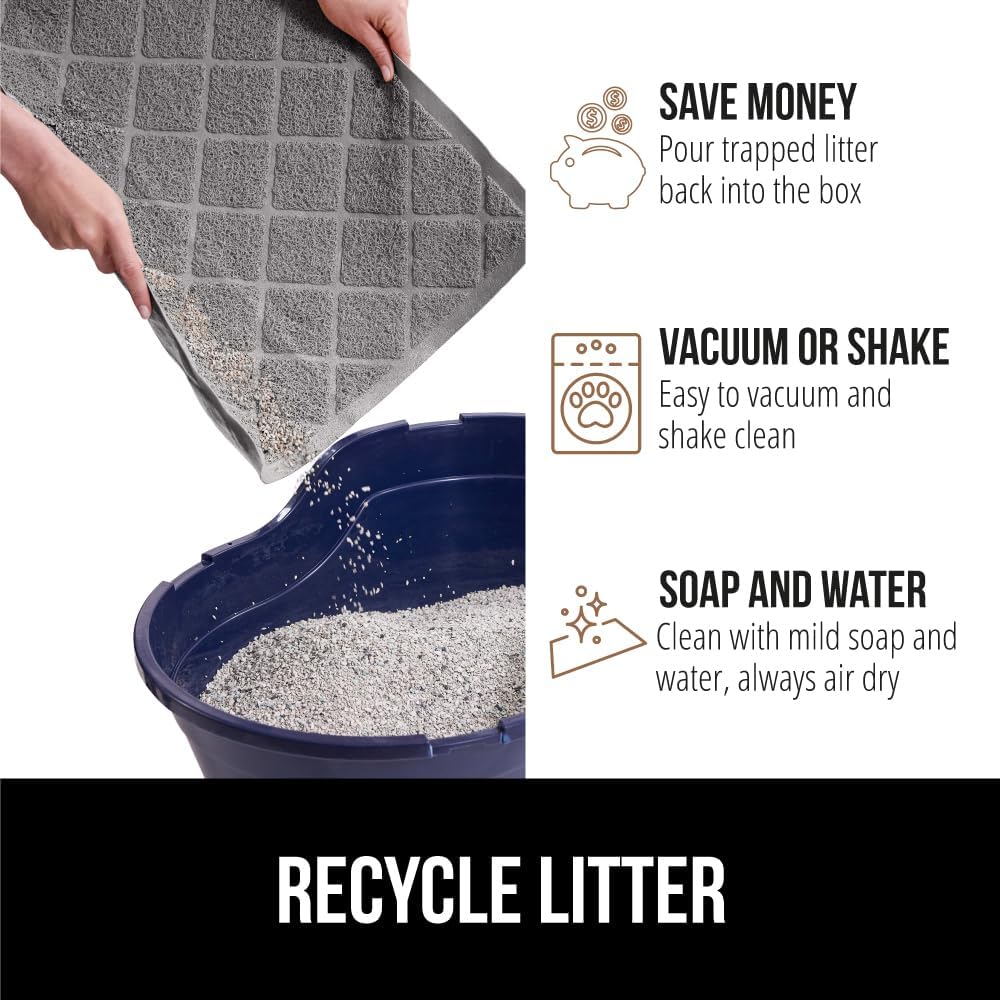The Original GORILLA GRIP Water Resistant Cat Litter Box Catcher Mat, Easy Cleaning Mess Trapper Protects Floors, Stays in Place for Cats, Soft on Kitty Paws, Less Waste, 61x43 cm Gray - Just Closeouts Canada Inc.