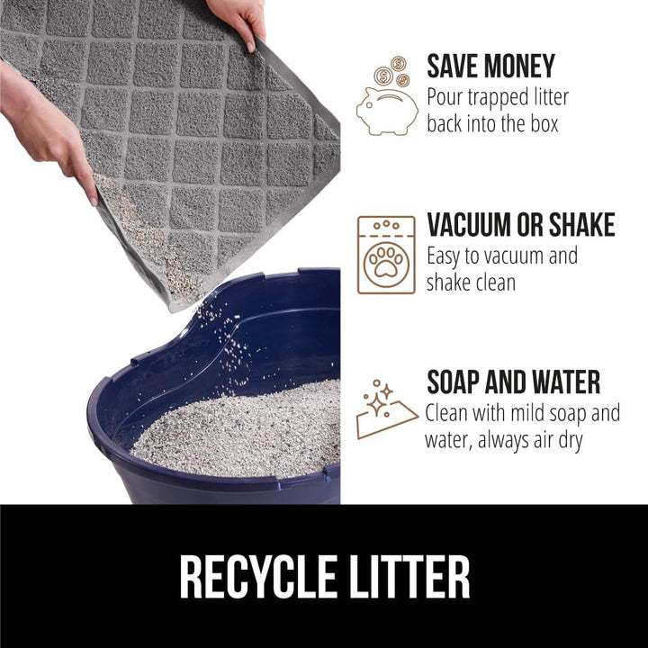 The Original GORILLA GRIP Water Resistant Cat Litter Box Catcher Mat, Easy Cleaning Mess Trapper Protects Floors, Stays in Place for Cats, Soft on Kitty Paws, Less Waste, 61x43 cm Gray - Just Closeouts Canada Inc.