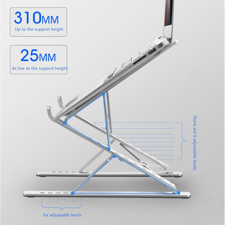 The Tablet Computer Features a Double - Layer Adjustable Stand Made of Aluminum Alloy, which is Portable, Stable, Heat - dissipating and ergonomically Designed for laptops ranging from 10 "to 17" - Just Closeouts Canada Inc.