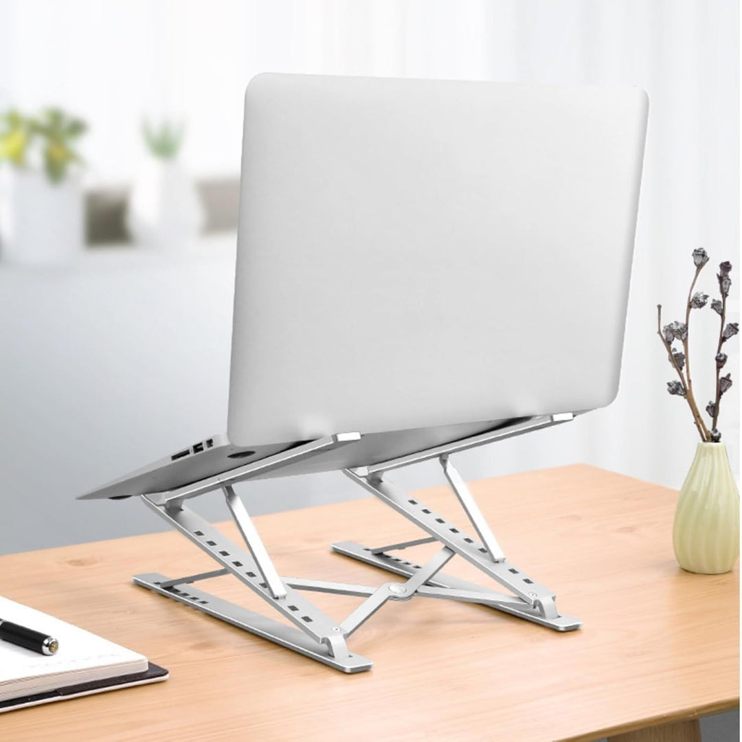 The Tablet Computer Features a Double - Layer Adjustable Stand Made of Aluminum Alloy, which is Portable, Stable, Heat - dissipating and ergonomically Designed for laptops ranging from 10 "to 17" - Just Closeouts Canada Inc.