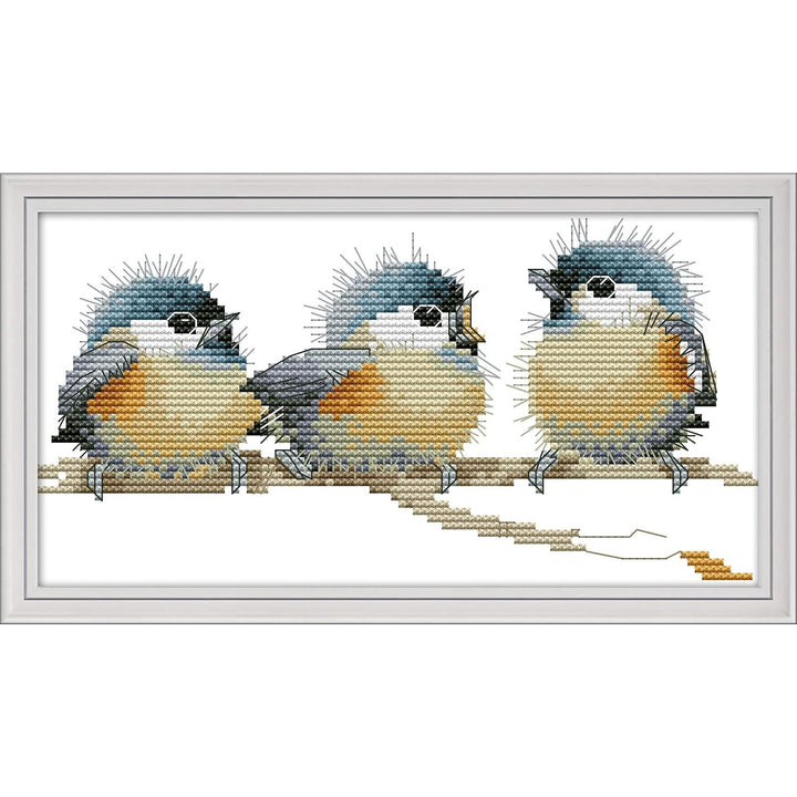 Three Birds stamped cross-stitch pattern