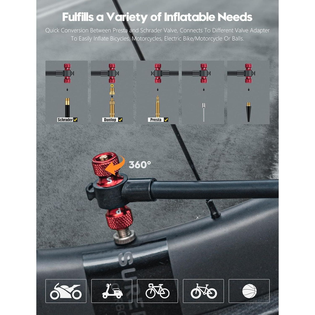 Tiakia Bike Floor Pump with Gauge High Pressure Portable Bike Pump High Volume Aluminum Tire Pump Small Bicycle Air Pump Fits Schrader Presta Valve Hand Pump for Bike Balls - Just Closeouts Canada Inc.