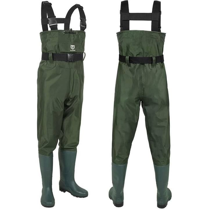 TideWe Bootfoot Chest Waders, Fishing Waders 2 - Ply Nylon Waterproof Hunting Waders with Boot Hanger for Men and Women (Green Size Men 7/Women 9) - Just Closeouts Canada Inc.