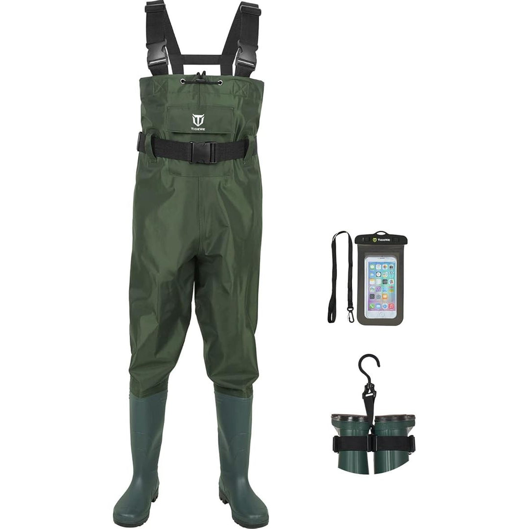 TideWe Bootfoot Chest Waders, Fishing Waders 2 - Ply Nylon Waterproof Hunting Waders with Boot Hanger for Men and Women (Green Size Men 7/Women 9) - Just Closeouts Canada Inc.