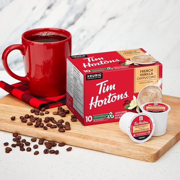 Tim Hortons French Vanilla Cappuccino, Single Serve Keurig K - Cup Pods, 10 Count - Just Closeouts Canada Inc.063209112721