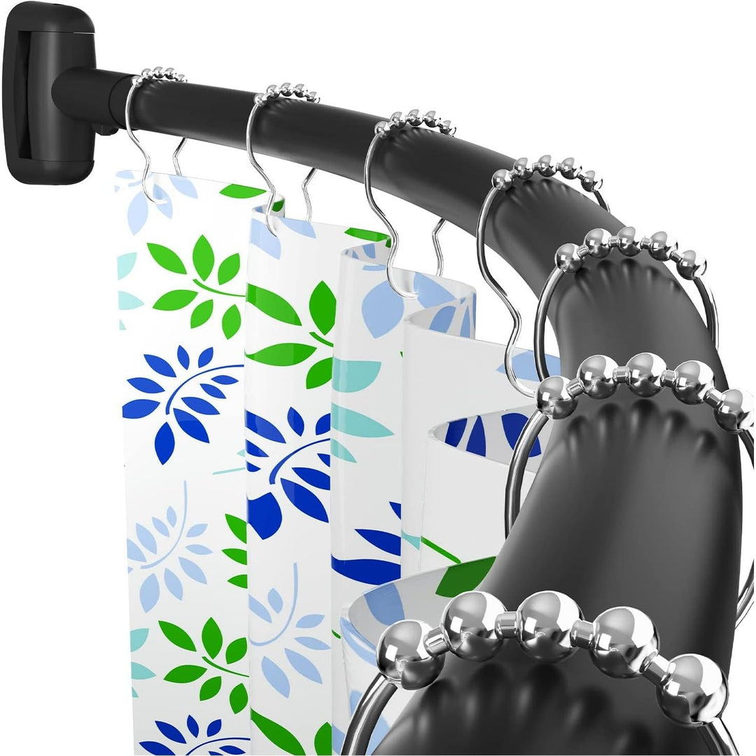 Tlooe Curved Shower Curtain Rod, Adjustable Rustproof Curved Shower Rod, Premium Stainless Steel Shower Rods for Bathroom, Need to Drill, Black - Just Closeouts Canada Inc.