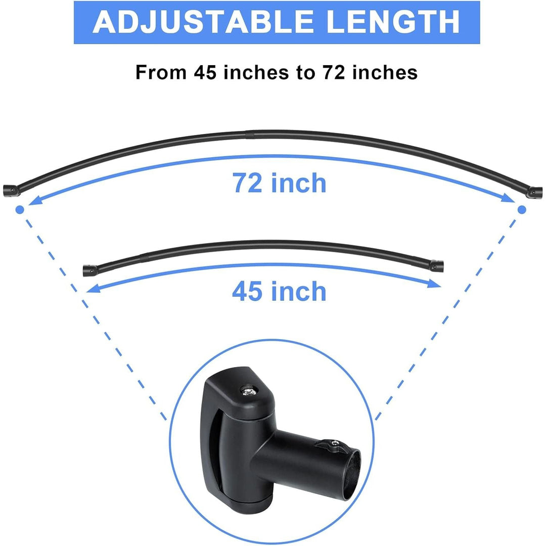 Tlooe Curved Shower Curtain Rod, Adjustable Rustproof Curved Shower Rod, Premium Stainless Steel Shower Rods for Bathroom, Need to Drill, Black - Just Closeouts Canada Inc.
