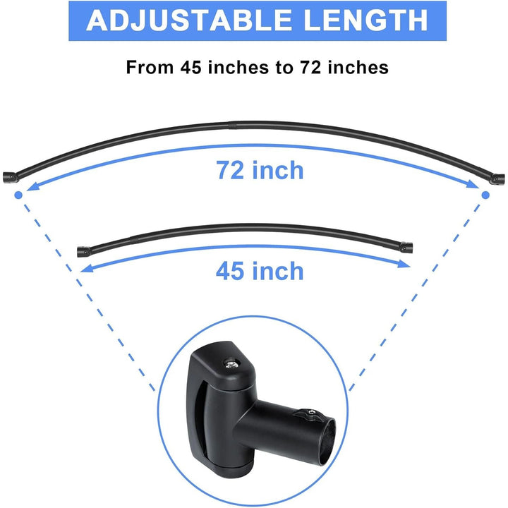 Tlooe Curved Shower Curtain Rod, Adjustable Rustproof Curved Shower Rod, Premium Stainless Steel Shower Rods for Bathroom, Need to Drill, Black - Just Closeouts Canada Inc.