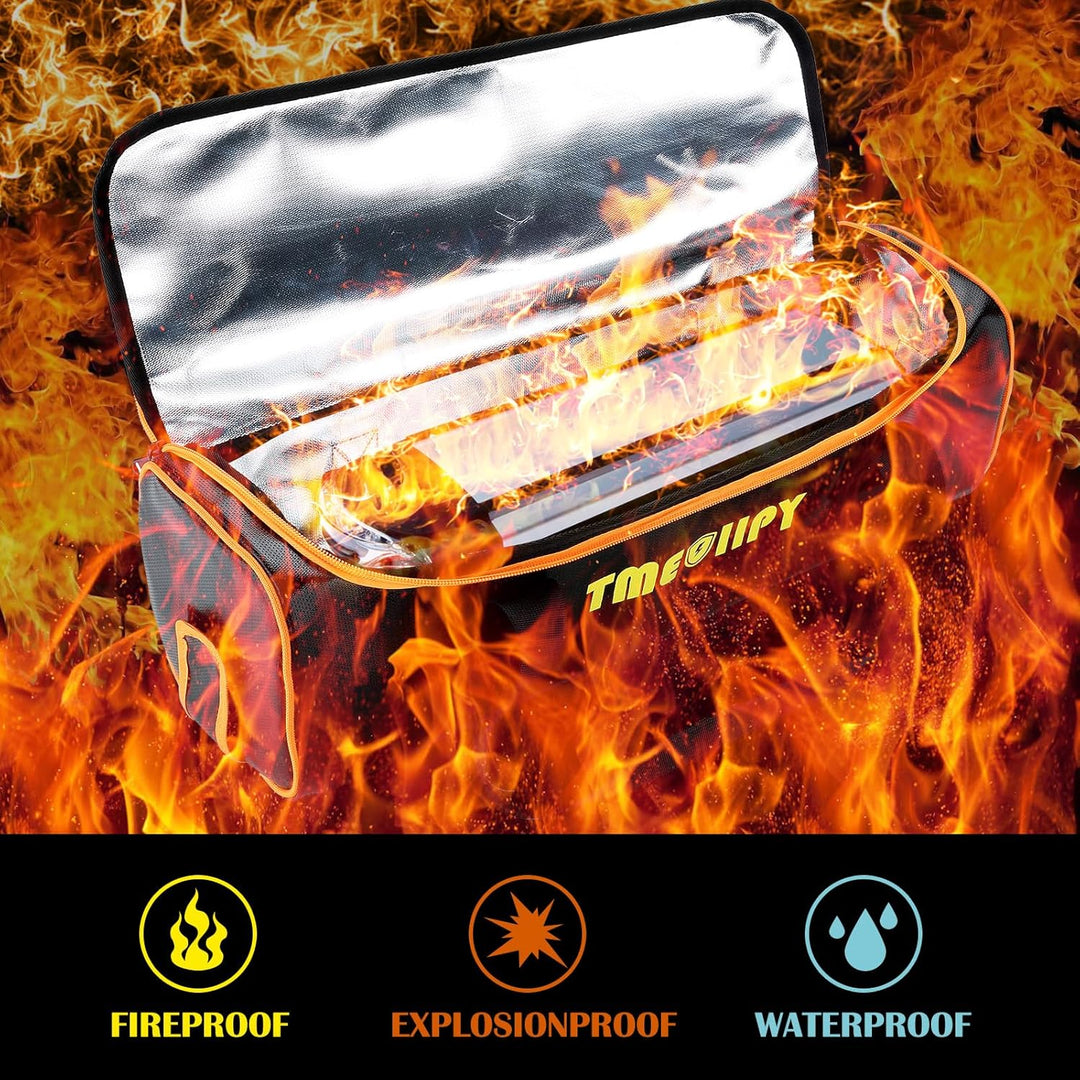 TMEOIIPY Ebike Battery Bag, Large Capacity Fireproof Bag for E - Bike Lipo Battery Charging and Storage, Portable Explosionproof Lipo Battery Safe Bag Ebike Accessories (51 x 16 x 16cm) - Just Closeouts Canada Inc.