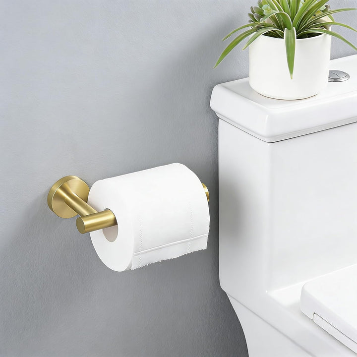 Toilet Paper Holder Towel Ring Brushed Gold Bathroom Hardware Hand Towel Holder Bathroom Accessories Set Wall Mount Stainless Steel 2 Pieces - Just Closeouts Canada Inc.