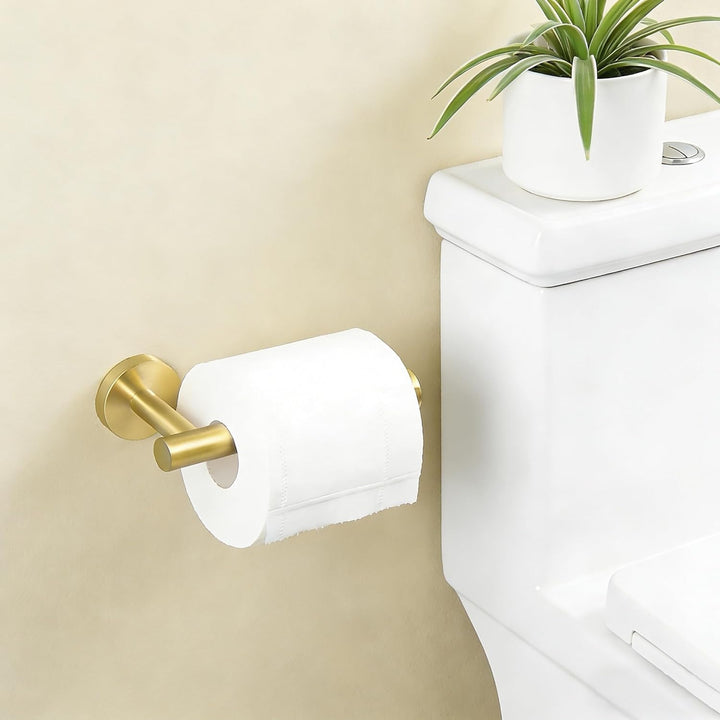 Toilet Paper Holder Towel Ring Brushed Gold Bathroom Hardware Hand Towel Holder Bathroom Accessories Set Wall Mount Stainless Steel 2 Pieces - Just Closeouts Canada Inc.