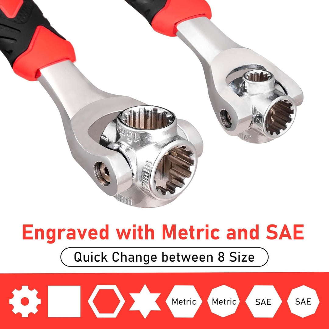 Toolwiz 52 in 1 Universal Socket Wrench Adjustable Multi - Functional Wrench Tool with 360 Degree Rotating Head Spanner Remove Bolts Nuts Fasteners for Home Appliance Bicycle Motorcycle Car Repair - Just Closeouts Canada Inc.