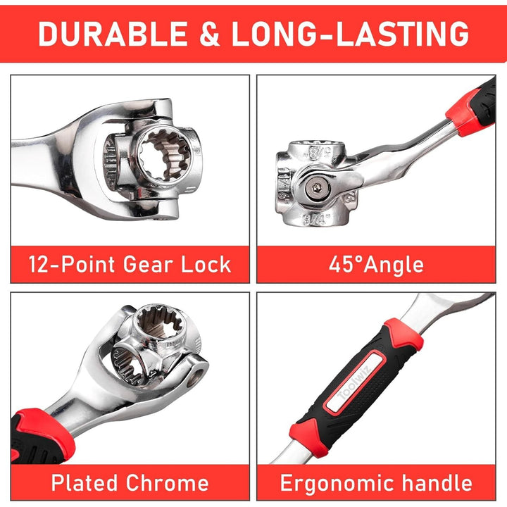 Toolwiz 52 in 1 Universal Socket Wrench Adjustable Multi - Functional Wrench Tool with 360 Degree Rotating Head Spanner Remove Bolts Nuts Fasteners for Home Appliance Bicycle Motorcycle Car Repair - Just Closeouts Canada Inc.