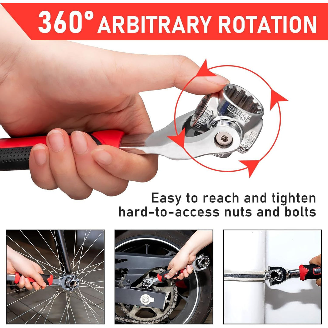 Toolwiz 52 in 1 Universal Socket Wrench Adjustable Multi - Functional Wrench Tool with 360 Degree Rotating Head Spanner Remove Bolts Nuts Fasteners for Home Appliance Bicycle Motorcycle Car Repair - Just Closeouts Canada Inc.