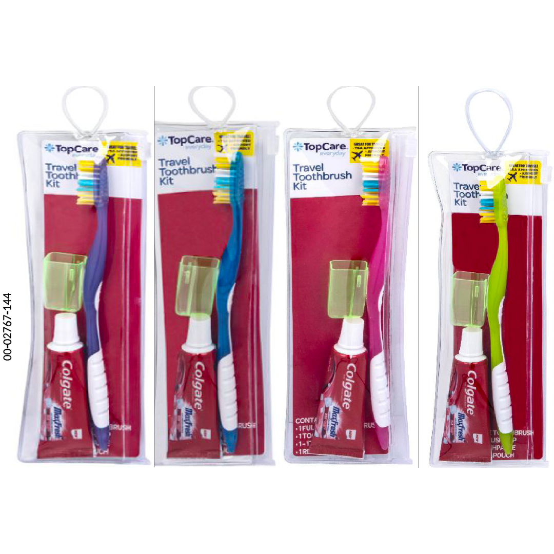 TopCare Everyday Travel Pouched Toothbrush Kit 1ct - Assorted Colours (Color May Vary) - Just Closeouts Canada Inc.0 36800 07993 9