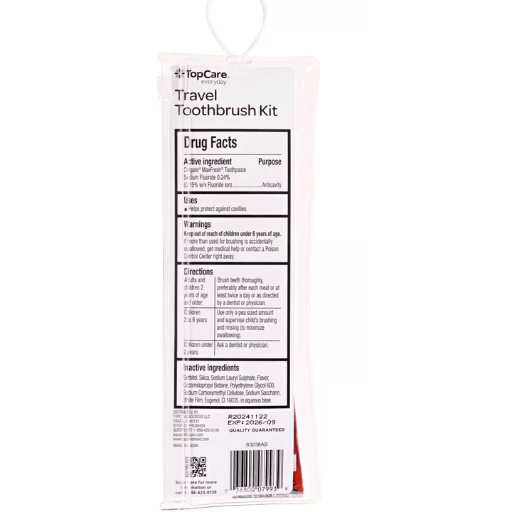 TopCare Everyday Travel Pouched Toothbrush Kit 1ct - Assorted Colours (Color May Vary) - Just Closeouts Canada Inc.0 36800 07993 9