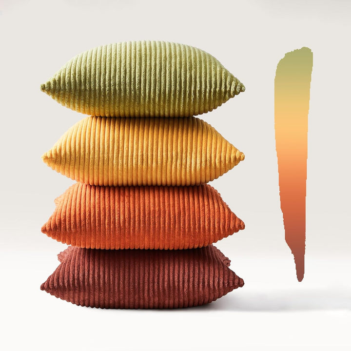 Topfinel Fall Burnt Orange Throw Pillow Covers 16x16 Set of 4,Corduroy Striped Decorative Cushion Cases for Couch Living Room Sofa Guest Bedroom Fluffy,Small Cute Shams - Just Closeouts Canada Inc.