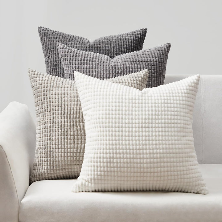 Topfinel Neutral Room Decor Throw Pillows Covers - Multi Gray Combo 20" x 20" Set of 4 - Corduroy Modern Grey Living Room Decorative Cushion Case Euro Shams - Just Closeouts Canada Inc.