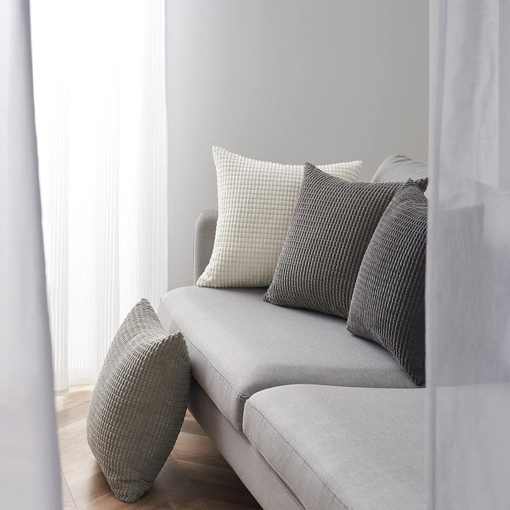 Topfinel Neutral Room Decor Throw Pillows Covers - Multi Gray Combo 20" x 20" Set of 4 - Corduroy Modern Grey Living Room Decorative Cushion Case Euro Shams - Just Closeouts Canada Inc.