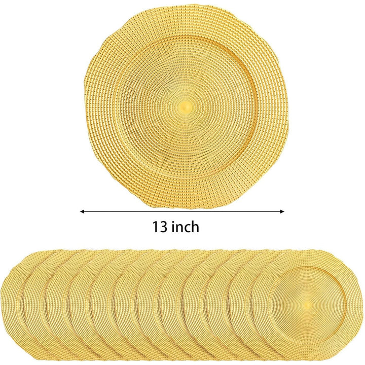 TOPZEA 12 Pack Gold Charger Plates, 13 Inch Plastic Dinner Under Plates Elegant Charger Service Ware Base Plate Bulk Reusable Decorative Round Placemat for Wedding, Banquet Table Setting Decor - Just Closeouts Canada Inc.