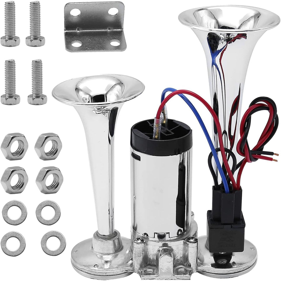 Train Horn for Truck 600DB, Train Horns Fit for Pickup Trucks, 12V Dual Trumpets Air Horn Kit, Boat Car Train Ship Van Speaker (Silver) - Just Closeouts Canada Inc.