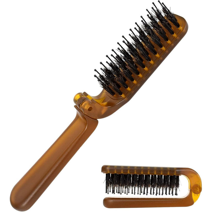 Travel Boar Bristle Hair Brush, Folding Massage Hair Combs Compact Travel Pocket Hair Brush/Comb Anti - Static Row Hair Brush Mini Hair Comb for Women Men Hair Styling(Amber) - Just Closeouts Canada Inc.