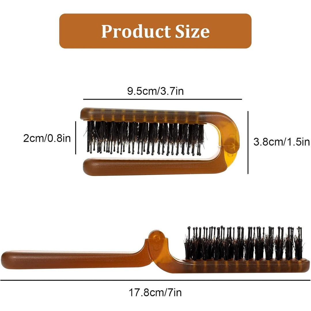 Travel Boar Bristle Hair Brush, Folding Massage Hair Combs Compact Travel Pocket Hair Brush/Comb Anti - Static Row Hair Brush Mini Hair Comb for Women Men Hair Styling(Amber) - Just Closeouts Canada Inc.