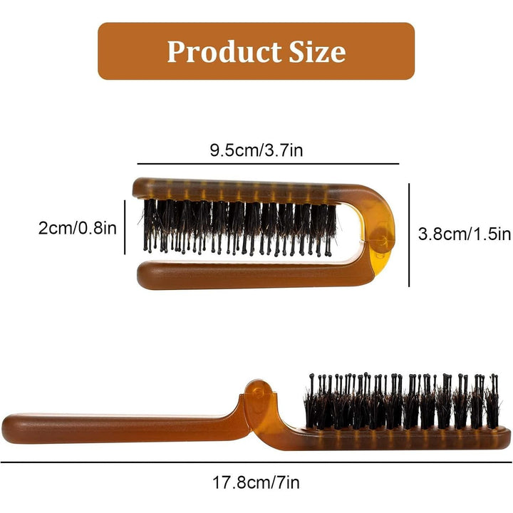 Travel Boar Bristle Hair Brush, Folding Massage Hair Combs Compact Travel Pocket Hair Brush/Comb Anti - Static Row Hair Brush Mini Hair Comb for Women Men Hair Styling(Amber) - Just Closeouts Canada Inc.