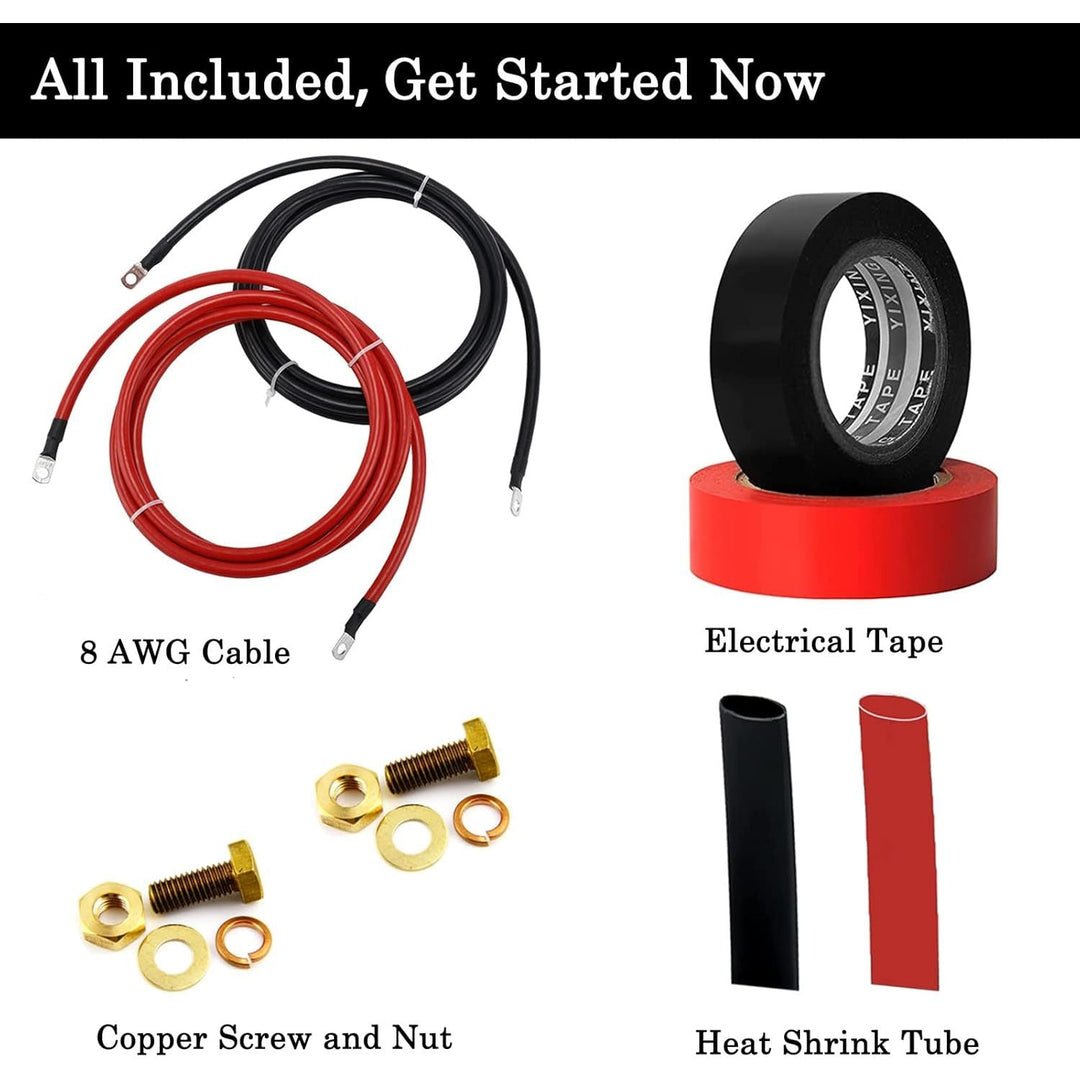 Trolling Motor Battery Cable Extension Kit 10 Feet 8AWG Cable Extension 50Amp with Terminals for Fishing Boat Trolling Motor Solar Panel Automotive(Red & Black) - Just Closeouts Canada Inc.