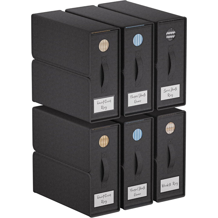TRZZ Sheet Organizers and Storage, 6 - Pack, Queen/King Size (Black), Foldable Sheet Set Organizer, Fabric Storage Bins for Bed Sheets, 15" L×13" W×5" H - Just Closeouts Canada Inc.