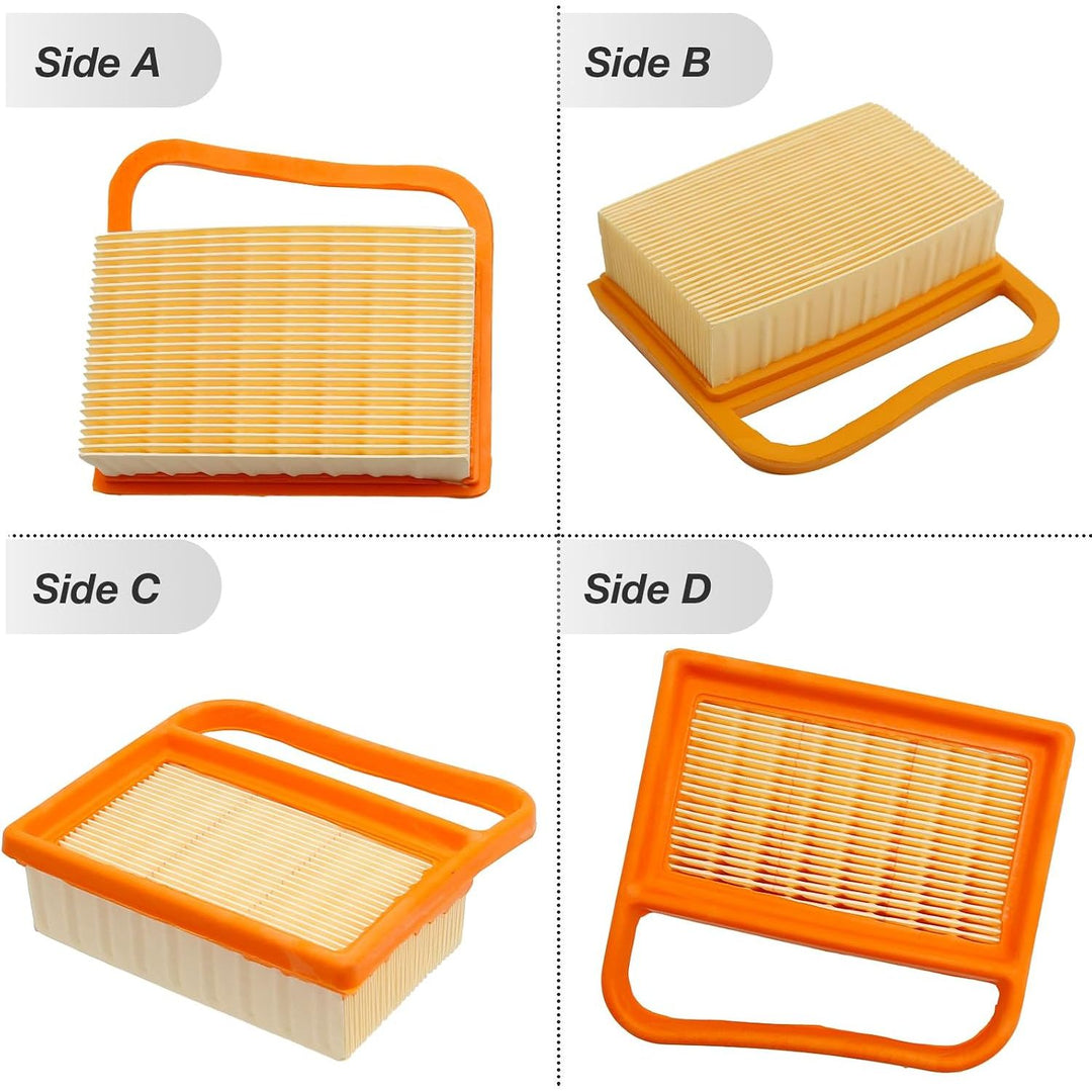 Air filter front reverse and side views