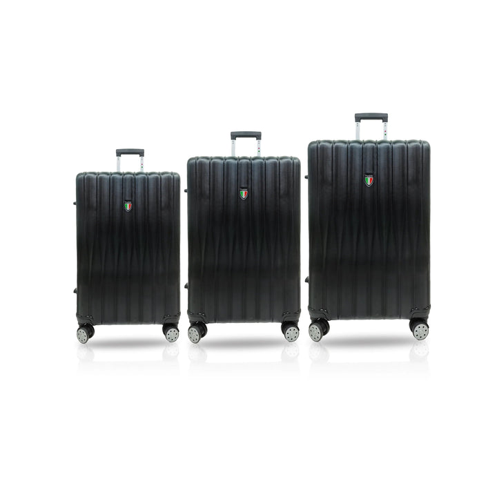 TUCCI Baratro 3 - Piece Hardside Luggage Set - Black (20"/24"/28") - Just Closeouts Canada Inc.