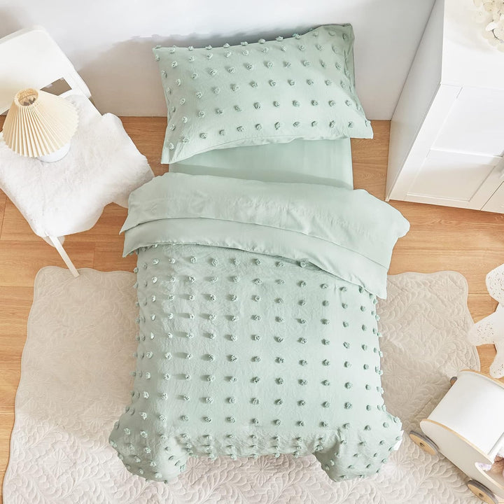 Tufted-Dot Toddler Bedding Set – Sage Green, 4 Pieces - Just Closeouts Canada Inc.