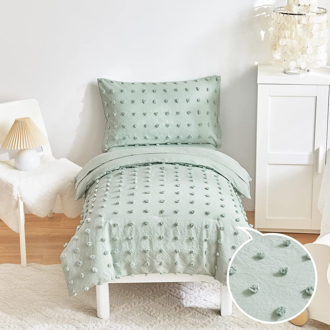Tufted-Dot Toddler Bedding Set – Sage Green, 4 Pieces - Just Closeouts Canada Inc.