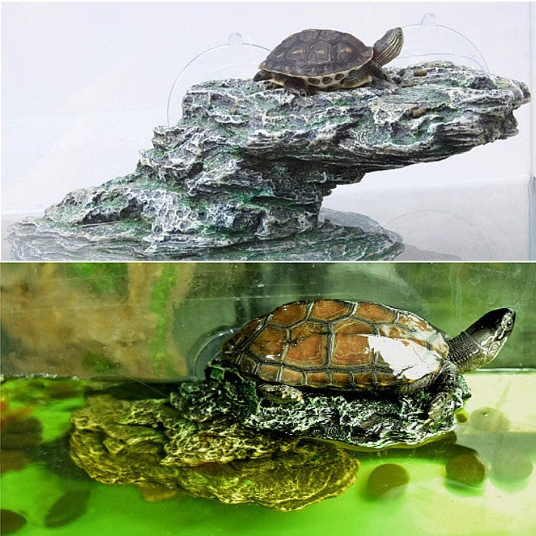 Turtle Basking Platform Baby Tortoise Climbing Ramp Shale Reptiles Dock Resting Terrace Stone Aquarium Ornament Rock Landscaping Decoration for Frogs Newts (Medium Size:8.2”Lx3.3”Wx3.1”H) - Just Closeouts Canada Inc.