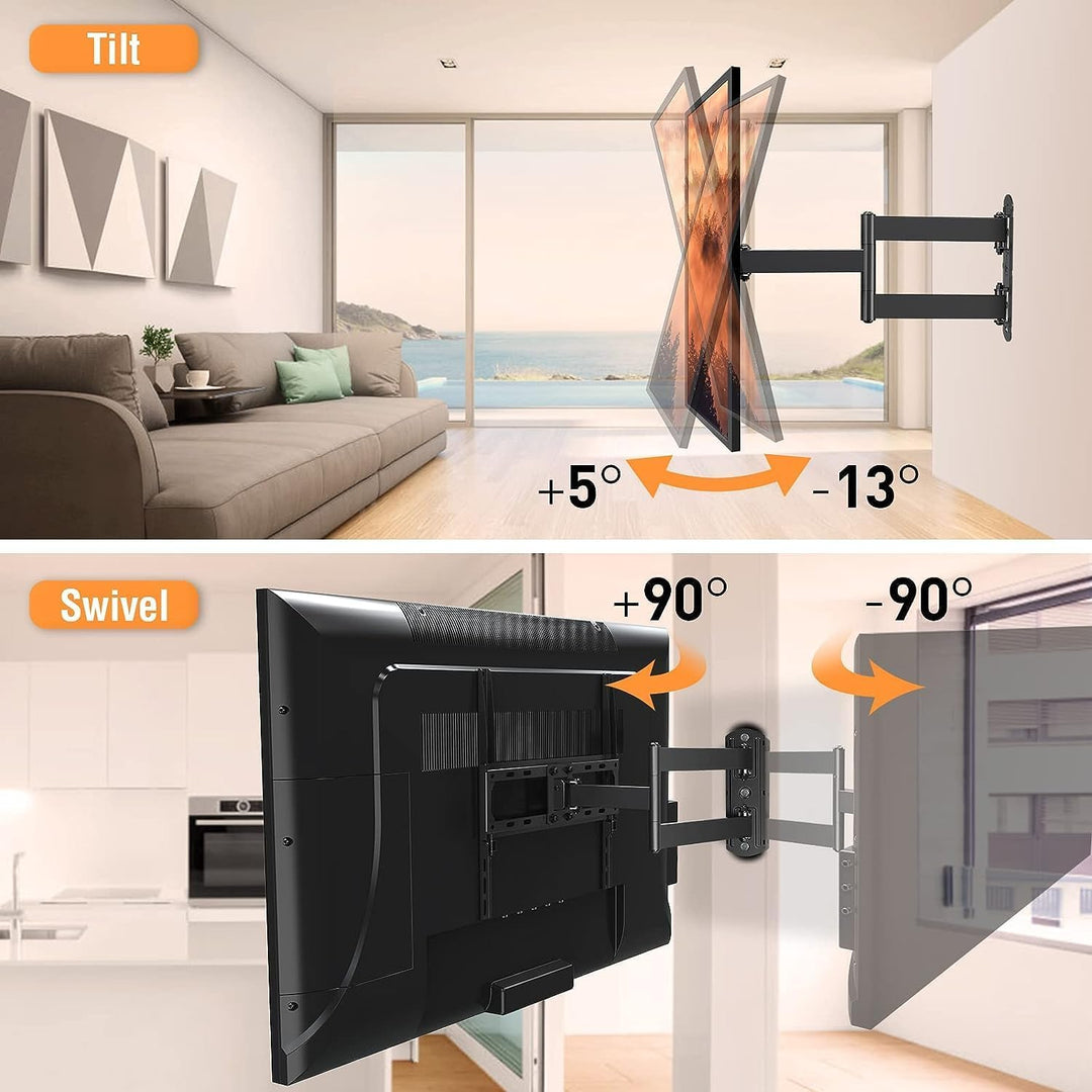 TV Wall Mount Swivel and Tilt for Most 26 - 55" Flat Curved TVs, Corner TV Mount Single Stud for Perfect Center, Max VESA 400x400mm, 77 lbs. Full Motion Wall Mount - Just Closeouts Canada Inc.