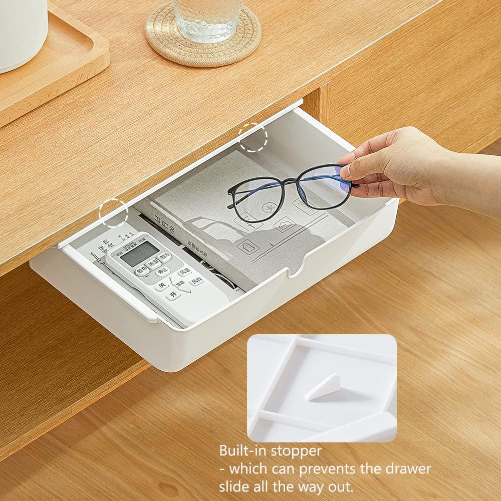 Under Desk Drawer Self-Stick Storage Organizer for Office Home School, Holders for Desk Accessories, Large Size, White - Just Closeouts Canada Inc.X0033ILO93