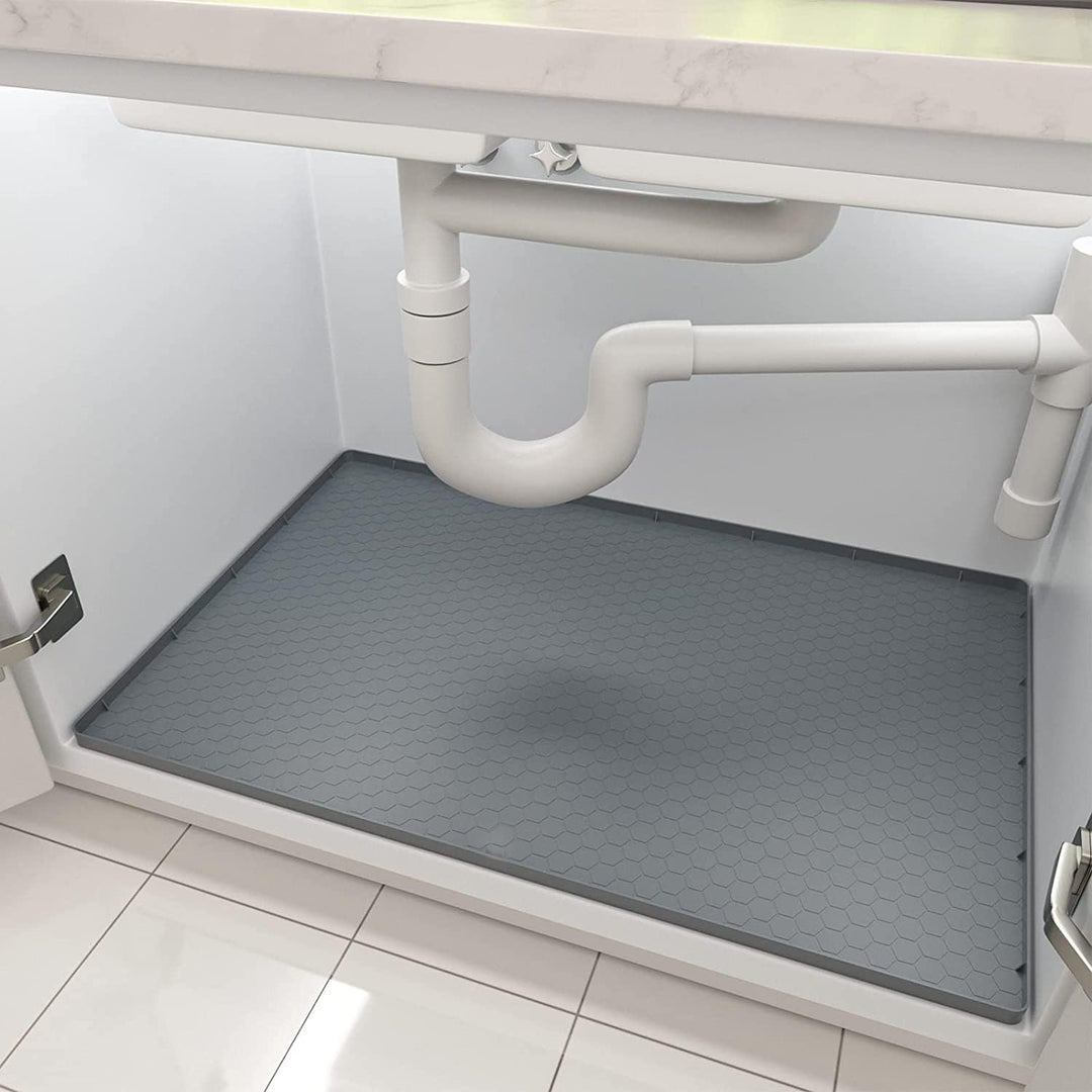Under Sink Kitchen Cabinet Mat, 19" x 22" Flexible Waterproof Silicone Made, Under Sink Mats for Kitchen Waterproof Cabinet Protector & Drip Tray Liner (Gray) - Just Closeouts Canada Inc.X0040PAOGH